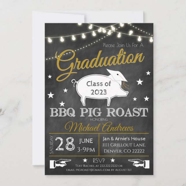 Invitación a la graduación por asado de cerdo (Anverso)
