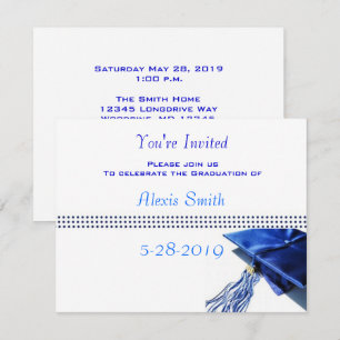 Invitación a la graduación - Tapón azul y Tassel I
