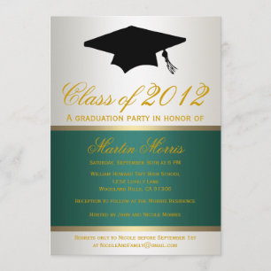 Invitación a la graduación verde y de oro