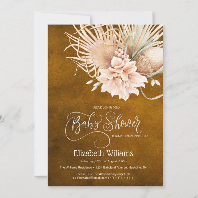 Invitación a la gramínea Rustic Boho Watercolor Pa (Anverso)