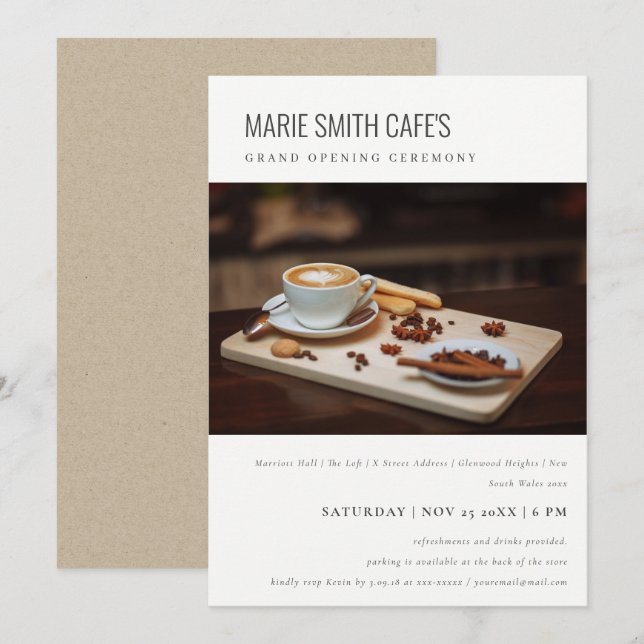 Invitación a la gran apertura de un simple negocio (Anverso / Reverso)