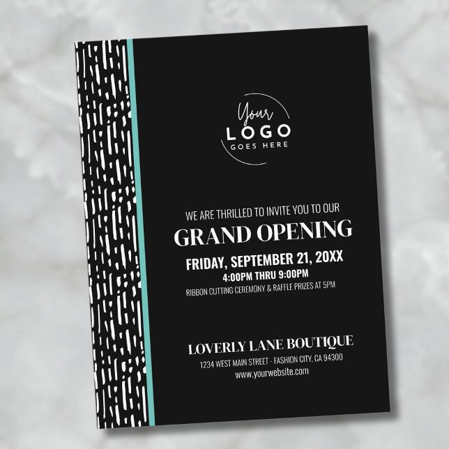 Invitación a la gran apertura del logotipo comerci (Logo Business Grand Opening Postcard)
