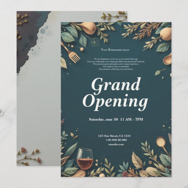 Invitación a la gran apertura del restaurante (Anverso / Reverso)