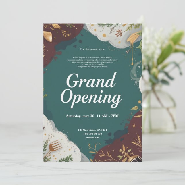 Invitación a la gran apertura del restaurante (Anverso de pie)