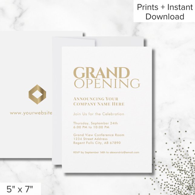 Invitación a la Gran Apertura Simple de Oro Blanco (Subido por el creador)