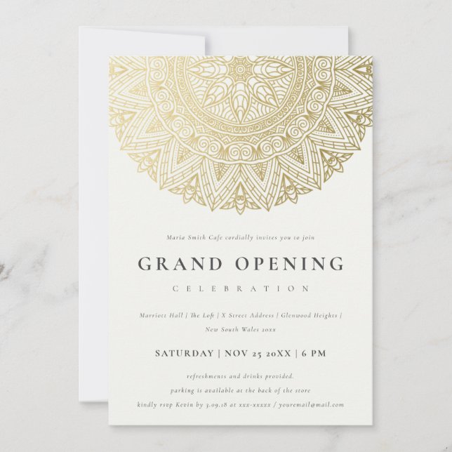 Invitación a la gran inauguración de Gold Classy O (Anverso)