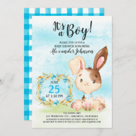 Invitación a la granja Baby Shower Bunny Boy Water