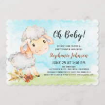Invitación a la granja Baby Shower de ovejas acuát