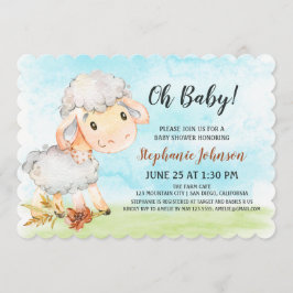 Invitación a la granja Baby Shower de ovejas acuát