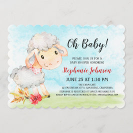 Invitación a la granja Baby Shower de ovejas acuát