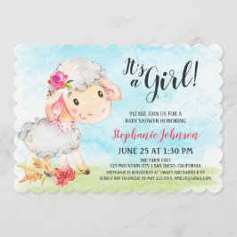 Invitación a la granja Baby Shower de ovejas Chica