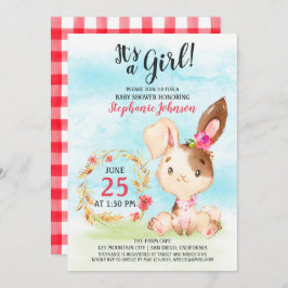 Invitación a la granja de Baby Shower Bunny Chica 