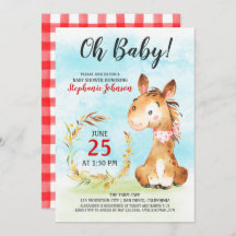 Invitación a la granja de Baby Shower de caballos 