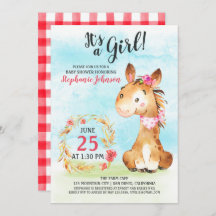 Invitación a la granja de Baby Shower de caballos 