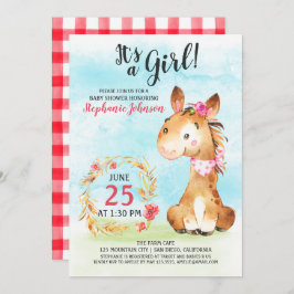 Invitación a la granja de Baby Shower de caballos 