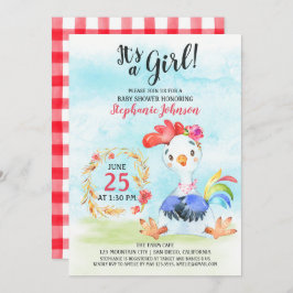 Invitación a la granja de Chica Rooste Baby Shower