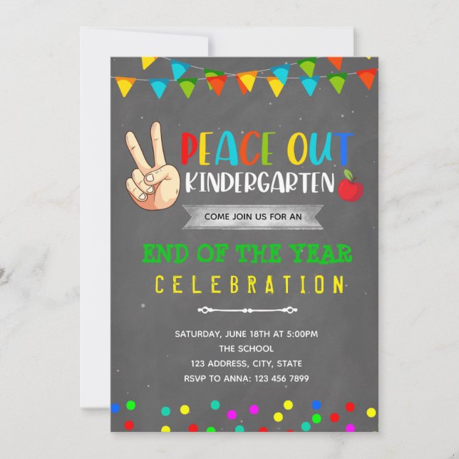 Invitación a la guardería Peace Out (Anverso)