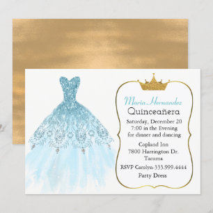 Invitación a la Guarida Quinceañera Glam Aquamarin