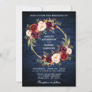 Invitación a la guerra de borgoña de Boda Rústico