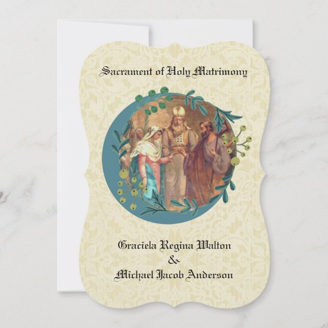 Invitación a la guerra de flores de Boda católico (Anverso)