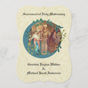 Invitación a la guerra de flores de Boda católico