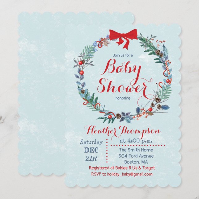 Invitación a la guerra de Navidades de Baby Shower (Anverso / Reverso)