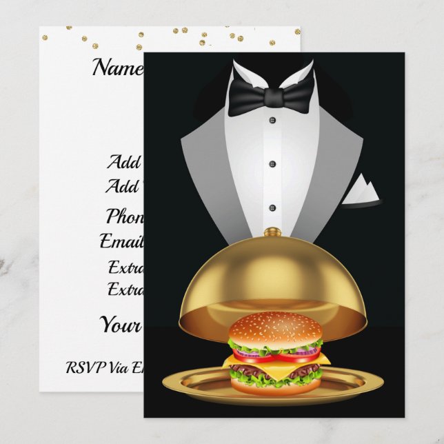 Invitación a la hamburguesa de Cookout BBQ Tuxedo (Anverso / Reverso)