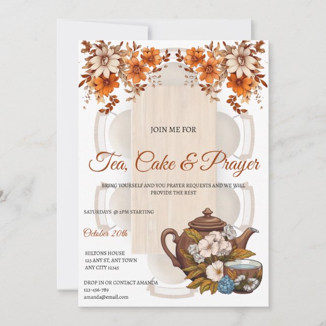 Invitación a la Hermandad de Té, Torta y Oración (Anverso)
