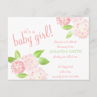 Invitación a la hidrangea rosa color agua