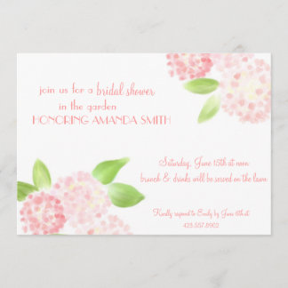 Invitación a la hidrangea rosa color agua