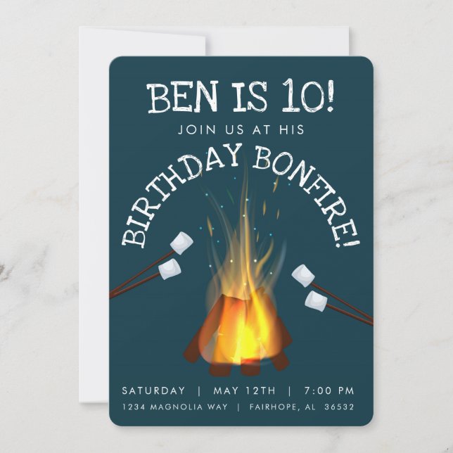 Invitación a la hoguera de cumpleaños (Anverso)