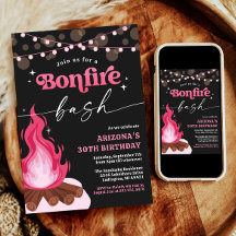 Invitación a la hoguera rosada moderna - Basura de