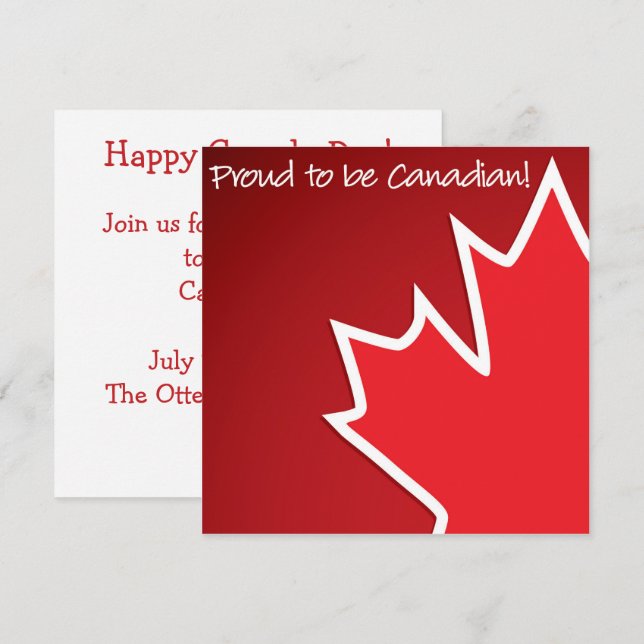 Invitación a la hoja de arce del Día de Canadá (Anverso / Reverso)