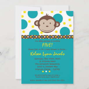 Invitación a la hora del cumpleaños de niño, mono