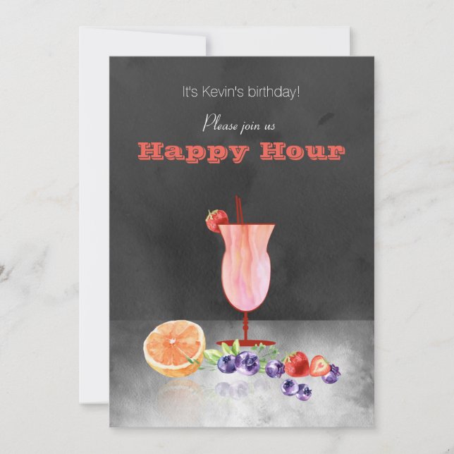 Invitación A La Hora Feliz De Cocktail Y Fruit (Anverso)