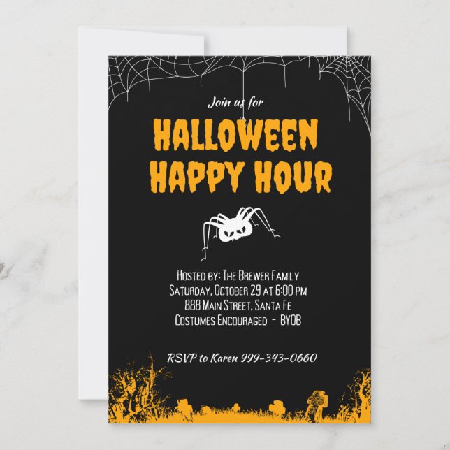 Invitación a la Hora Feliz de Halloween - Personal (Anverso)