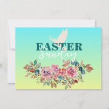 Invitación a la iglesia floral azul y amarilla de