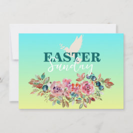 Invitación a la iglesia floral azul y amarilla de