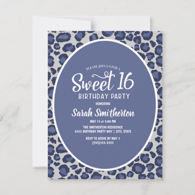 Invitación a la impresión Blue Leopard Print Sweet (Anverso)