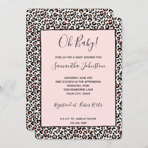 Invitación a la impresión de Leopardo Blanco Rosa 