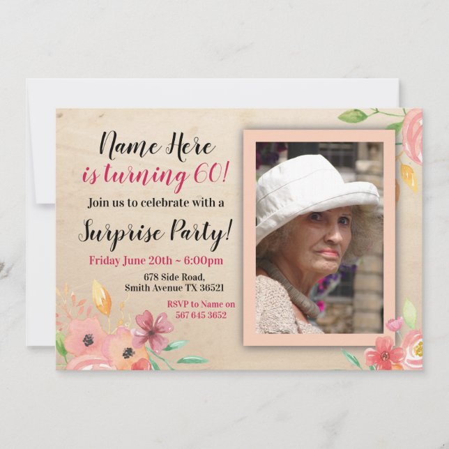 Invitación a la intemperie por foto de flor rosa d (Anverso)