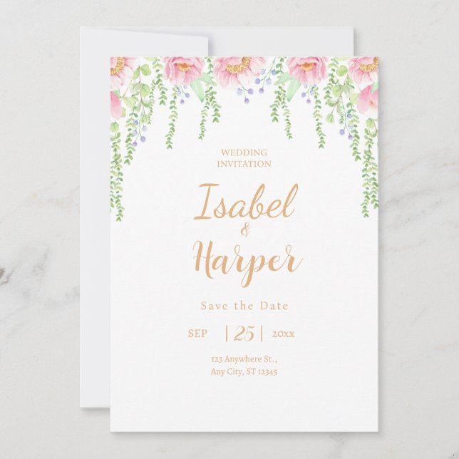 Invitación a la invitación a la boda para el amor  (Anverso)