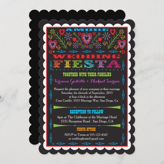 Invitación a la Invitación Boda Fiesta Mexicana (Anverso / Reverso)