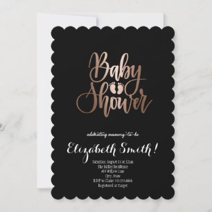 Invitación a la invitación de Baby Shower en negro