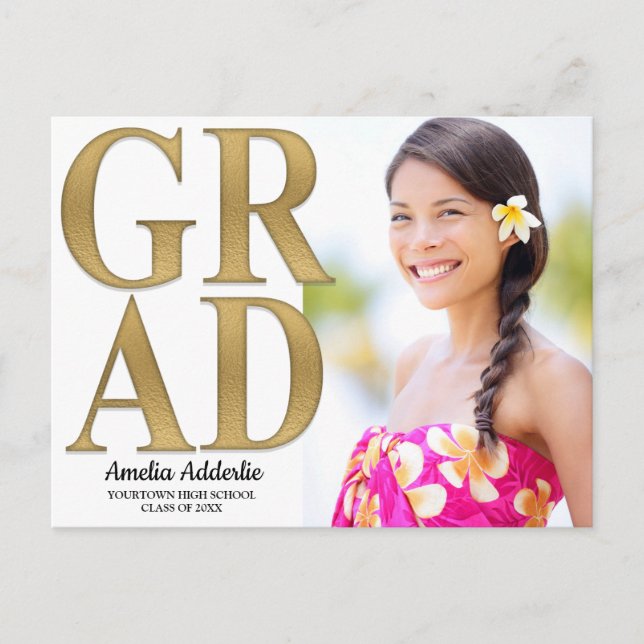 Invitación a la Invitación de fotos Grad Gold (Anverso)