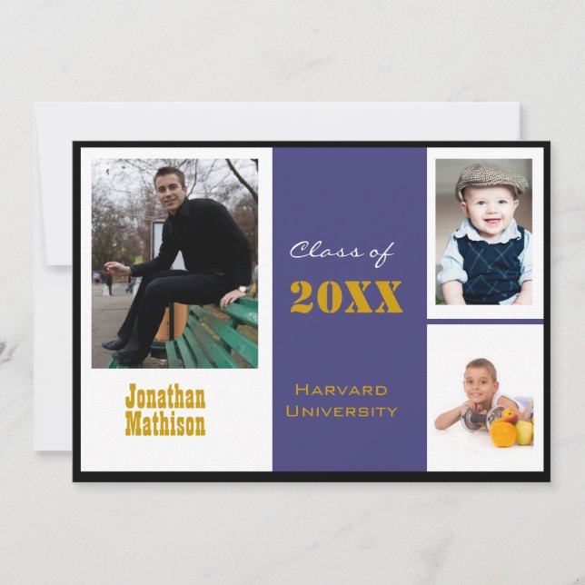 Invitación a la Invitación de graduación con foto  (Anverso)
