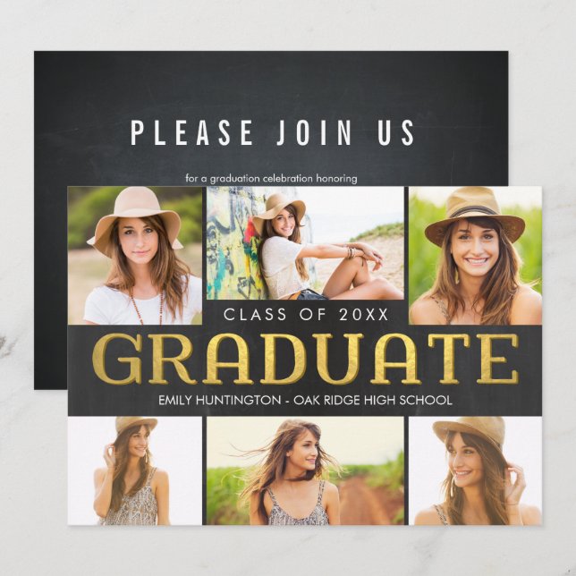 Invitación a la Invitación de graduación de clase  (Anverso / Reverso)