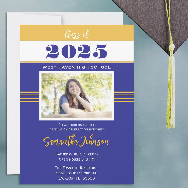 Invitación a la Invitación de graduación de Retro  (Customize your color  and photo graduation invitation and announcement class of 2025)