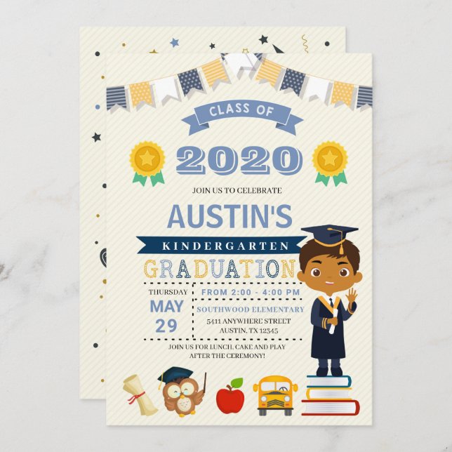 Invitación a la Invitación de graduación escolar i (Anverso / Reverso)