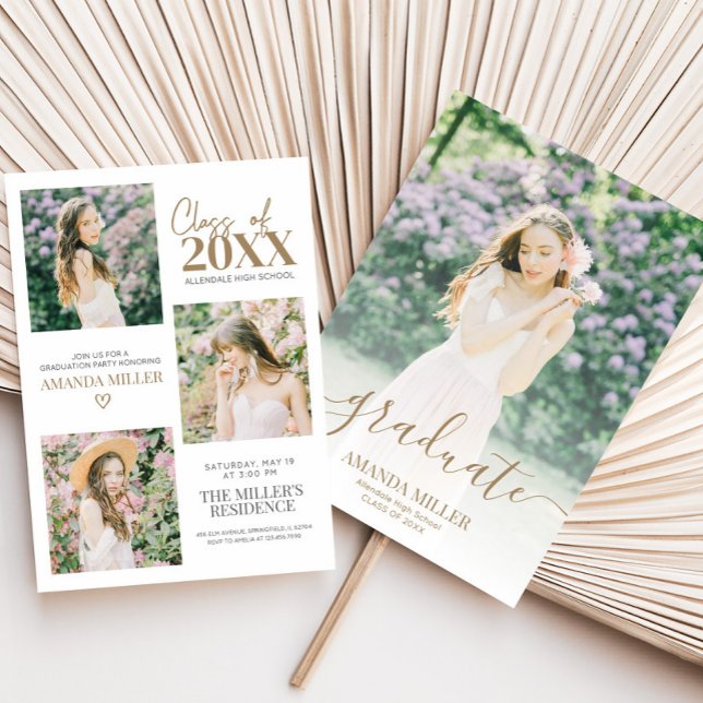 Invitación a la Invitación de graduación fotográfi (Graduation Photo Announcement Graduation Party Invitation with Front and Back)